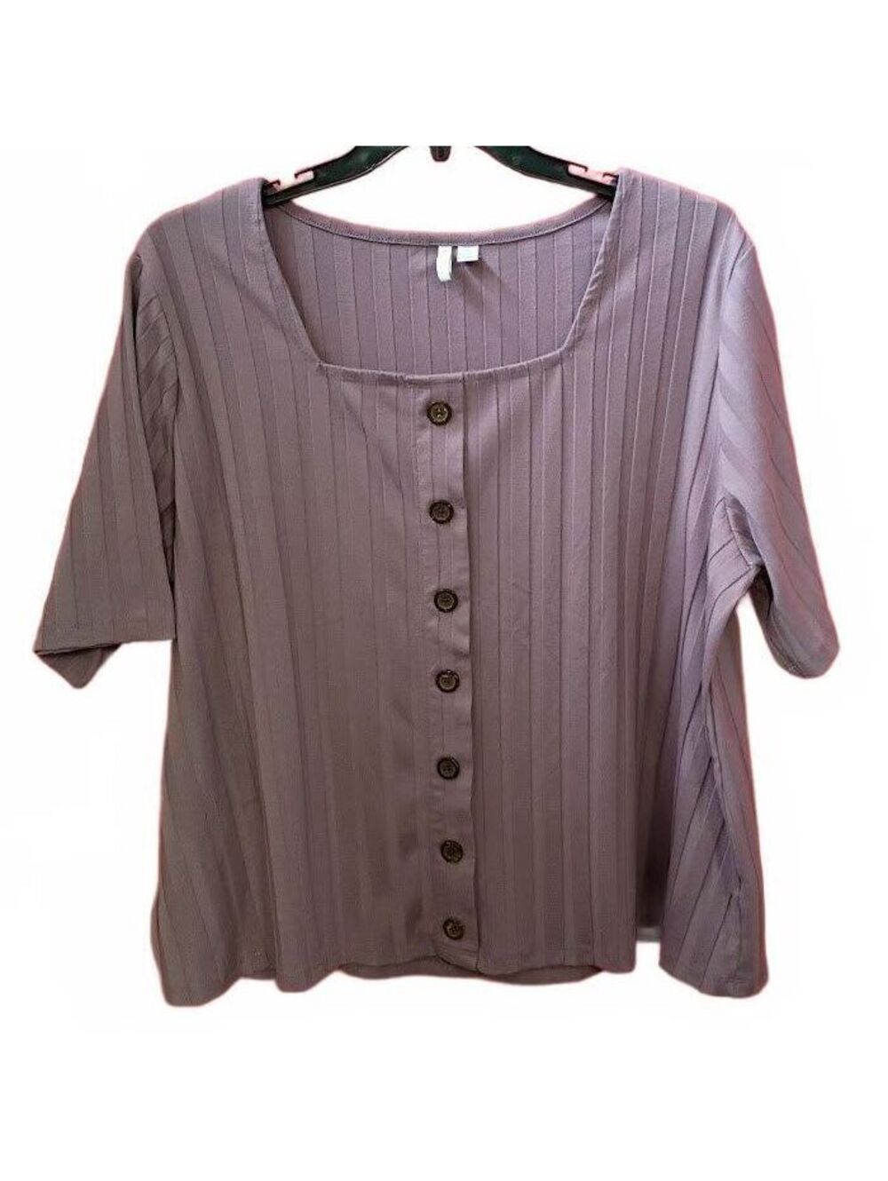 EST 1946 Purple Ribbed Button-Up Knit Top Plus Size 22/24W